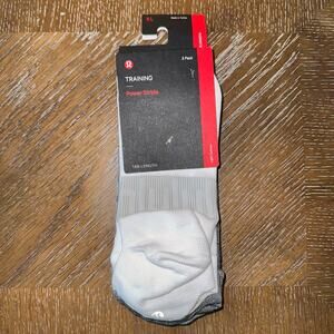 Lululemon Power Stride Tab Socks 3 Pack White Gray Black Size XL 12.5-14